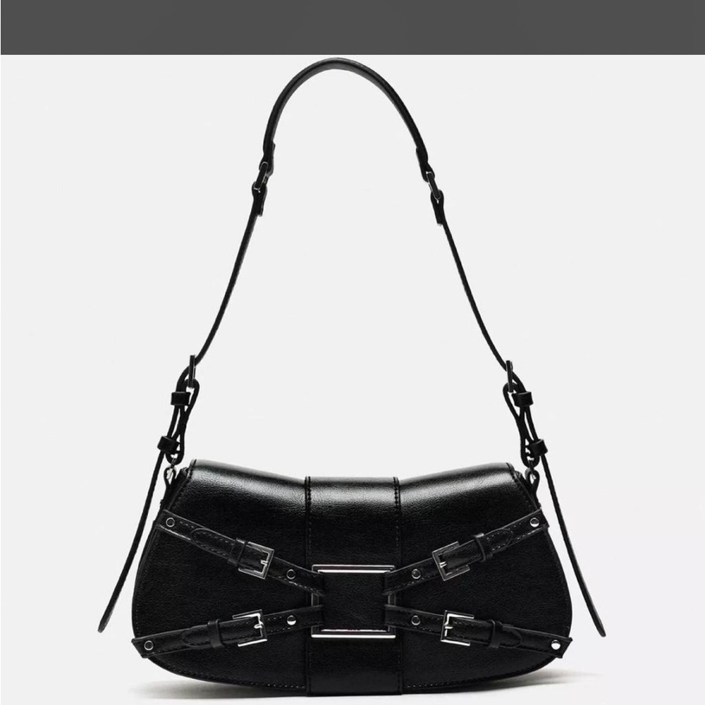 Classic Black Leather Shoulder Bag